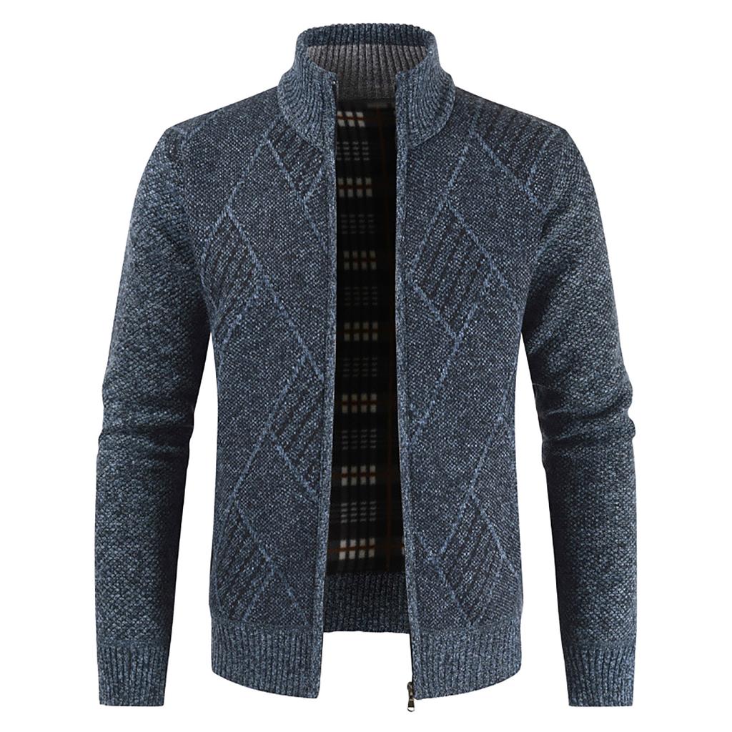 Men's Casual Winter Zipper Sweater Stand Collar Cardigan Tops Sweater Blouse Coat