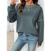 Women S Solid Color Crew Neck Long Sleeve Loose Fit Sweatshirt