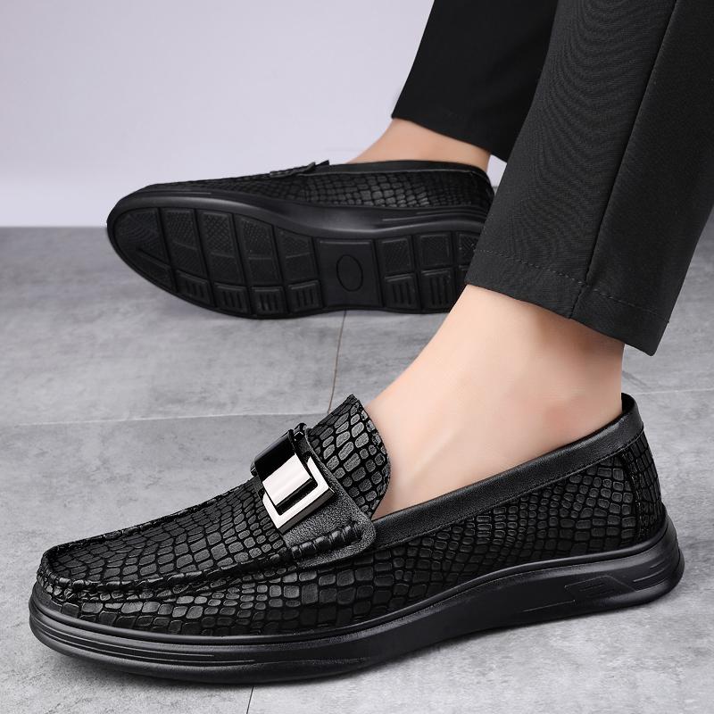 Trendy New Crocodile Pattern Business Formal Shoes Thick Soled Low Cut Men's Work Shoes Versatile Leather Casual Shoes for Men’s