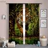 Cool Black And White Tiger 3d Printed Curtains Kitchen Living Room Bedroom Study Room Decorative Rod Pocket Curtains 2 Pieces