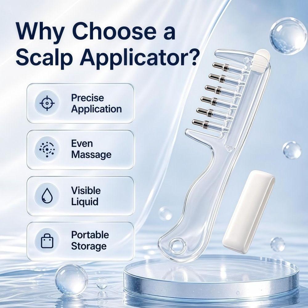 6-Tooth Essential Oil Applicator Massage Comb Liquid Guiding Scalp Massager Comb Hair Care Tool