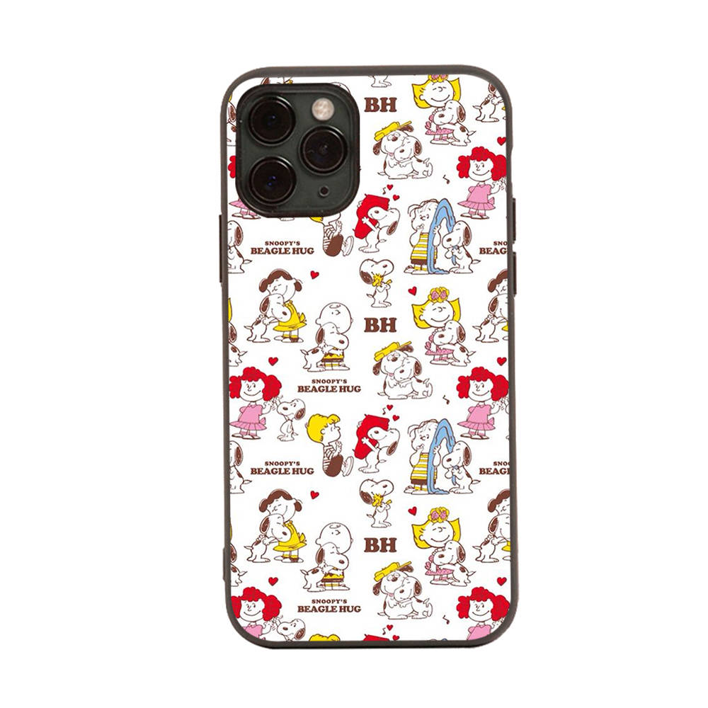 SM5 Snoopy Friend черный мягкий чехол для iPhone 16 15 Plus 14 13 Pro 8 SE XR XS Max P30 Nova 5T Y5P Y6 Y7 Y8P Y9 Realme C30 C33 C31 VIVO Y36 V27