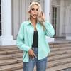 Women's Autumn Top Solid Long Sleeve Loose Casual Shirt Ladies Lapel Pocket Office Shirts