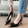 G8727-2 metal head high heels women's 2025 summer new square head French temperament thin heel single shoes versatile women
