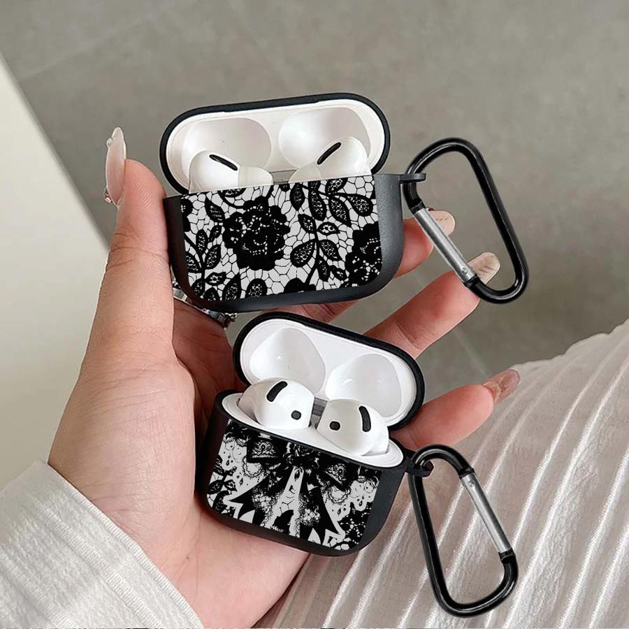 Чехол для Airpods Pro2 Pro3 Pro 4 2 3 1 Чехлы для наушников Покрытие Черное Кружево