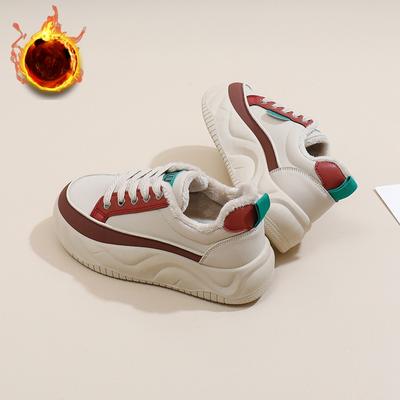 Женские зимние повседневные кроссовки на толстой платформе с подкладкой из искусственного меха, нескользящие кроссовки для ходьбы со шнуровкой, теплые кроссовки для бега и тенниса с подкладкой из флиса для женщин