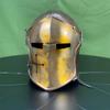 Dual-Tone Copper  Brass  Barbuta Helmet Handcrafted 18G Steel Medieval Knight Armor for LARP, Reenactments And Collectors