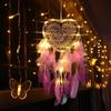 Dreamcatcher Feather Decor Pendant Luminescent Ornament Heart Shape Design Hanging Dream Catcher for Bedroom