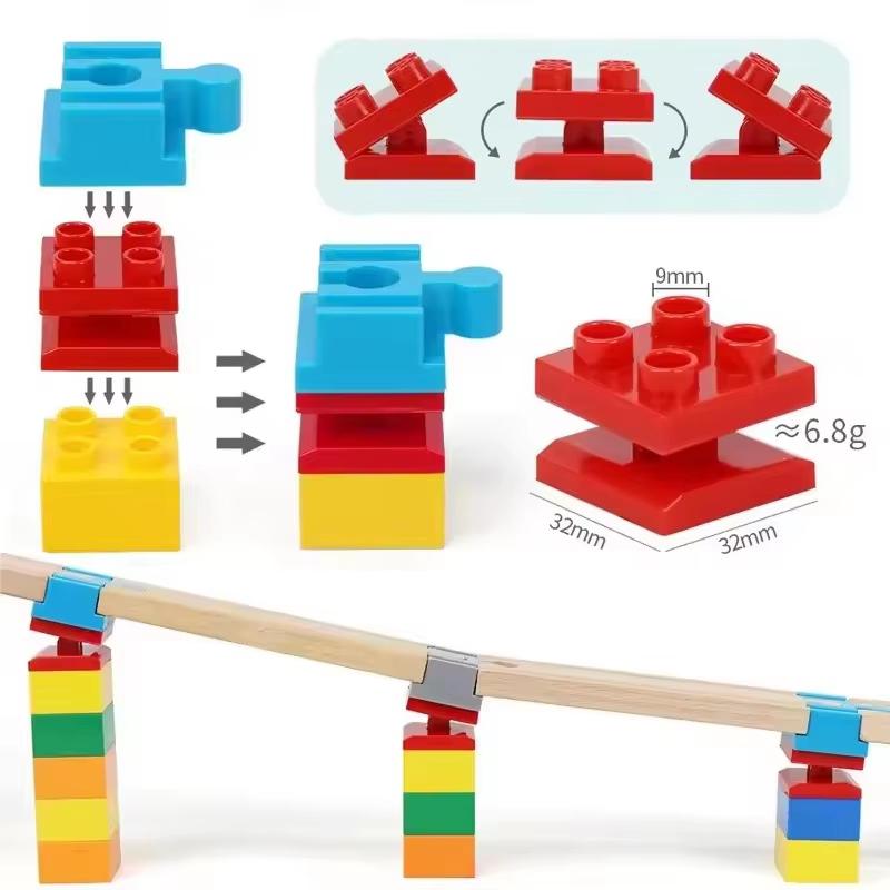 1/10Pcs Universal Wooden Tracks Connectors Accessories Big Size Blocks Rotatable Connection Adapters Fit For Brand Train Tracks