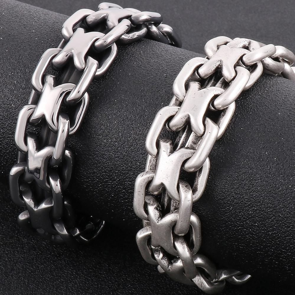 20MM Мужской браслет-цепочка Викингов из нержавеющей стали Плетеная цепь для мужчины Плетеная веревка Браслет Крутой Хип-Хоп Мотоциклист Ювелирные изделия 23.5CM