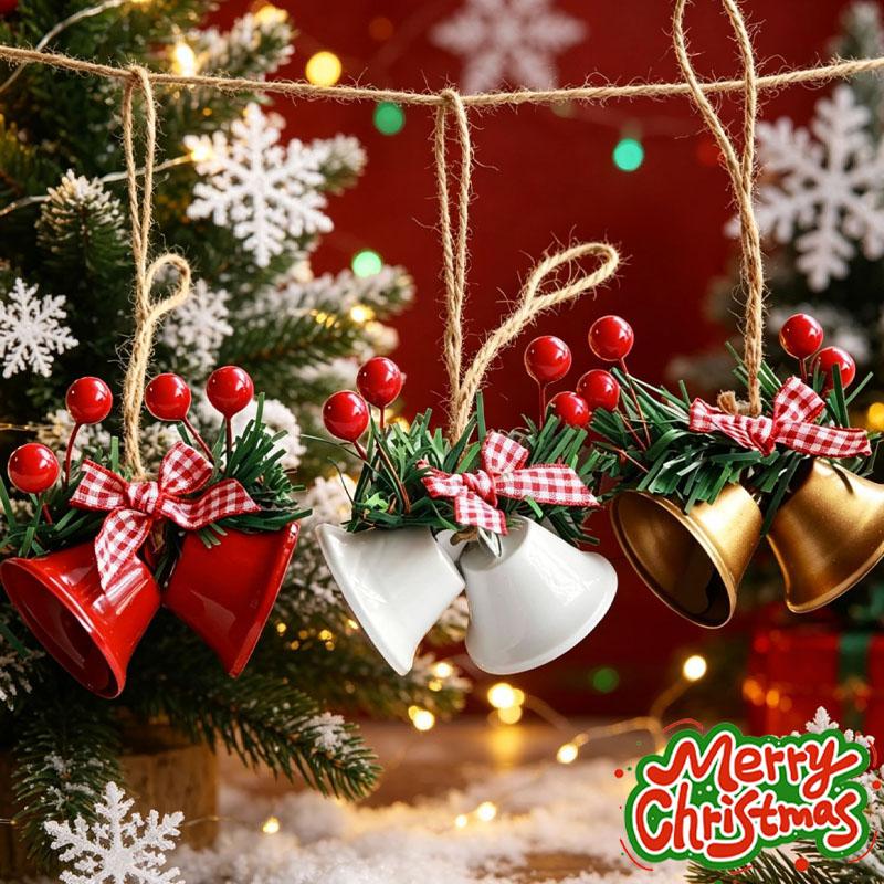1-20PCS Christmas Metal Bell Cluster Hanging Ornament Jingle Decoration for Door Bedroom Living Room Home Wreath Holiday Party