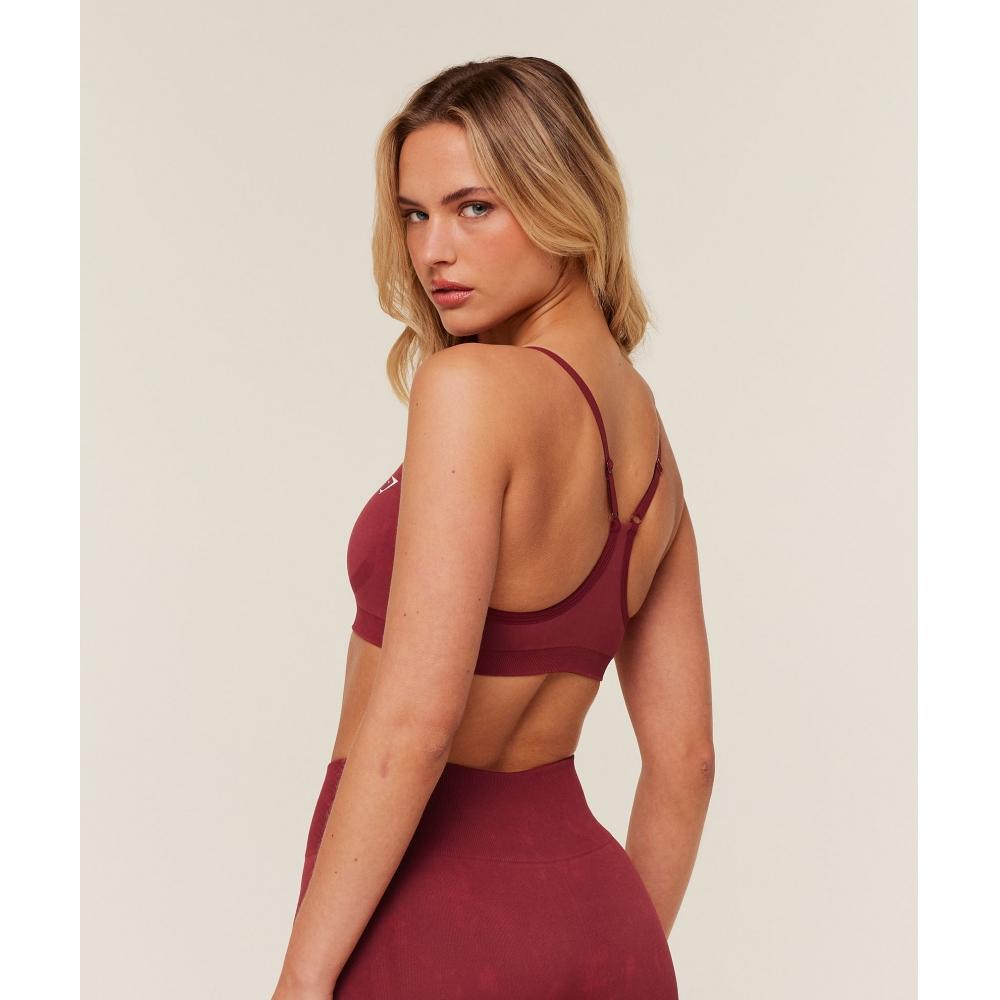 Gymshark Повседневный бесшовный стираный спортивный бюстгальтер Красная стирка B6b8y Rccj