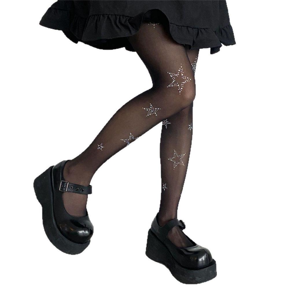 Spring/Summer Pure Desire Hot Girl Five-Pointed Star Stockings - Japanese Lolita Jk Thin Transparent Women's Pantyhose