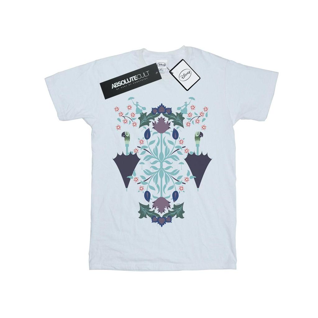 Disney Womens/Ladies Mary Poppins Floral Collage Cotton Boyfriend T-Shirt