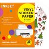 30 Листов Премиум Печатаемой Виниловой Наклейки Прозрачная - 8.5x11" для Струйных Принтеров, Водонепроницаемая, Устойчивая к Разрывам, Быстро Сохнет, Яркие Цвета, Легко
