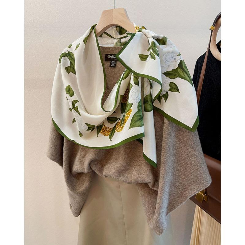 Silk Mulberry Silk Silk Scarf Plain And Elegant Water Ink Bamboo Silk Scarf Women'S Double Crepe Scarf Shawl