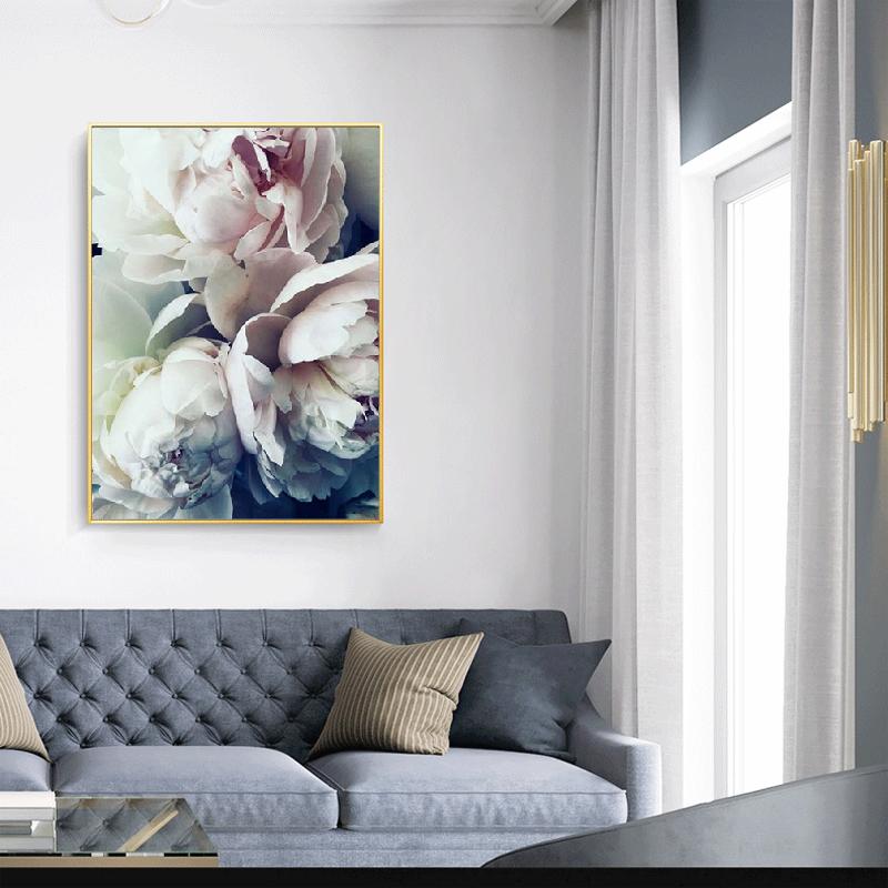 Скандинавский элегантный цветок пиона, масло на холсте, картина на стене, художественные постеры и принты, настенная художественная картина, украшение для дома