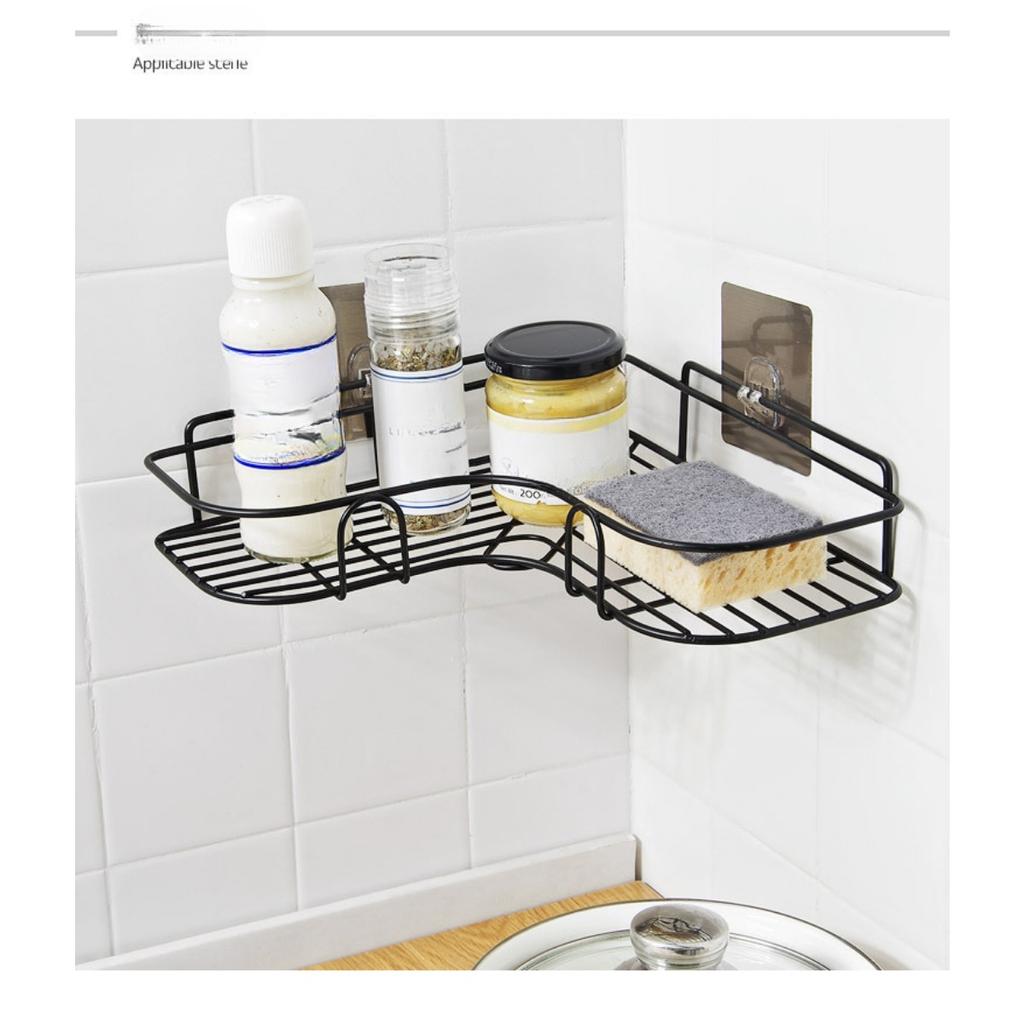 Железный треугольный стеллаж для хранения вещей, угловой настенный стеллаж для кухни, кухонный неперфорированный стеллаж для хранения вещей