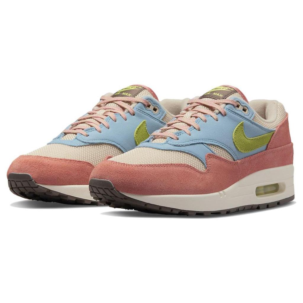 Nike Air Max 1 Light Madder Root Unisex Sneakers Pink Vivid-Green Rattan DV3196-800