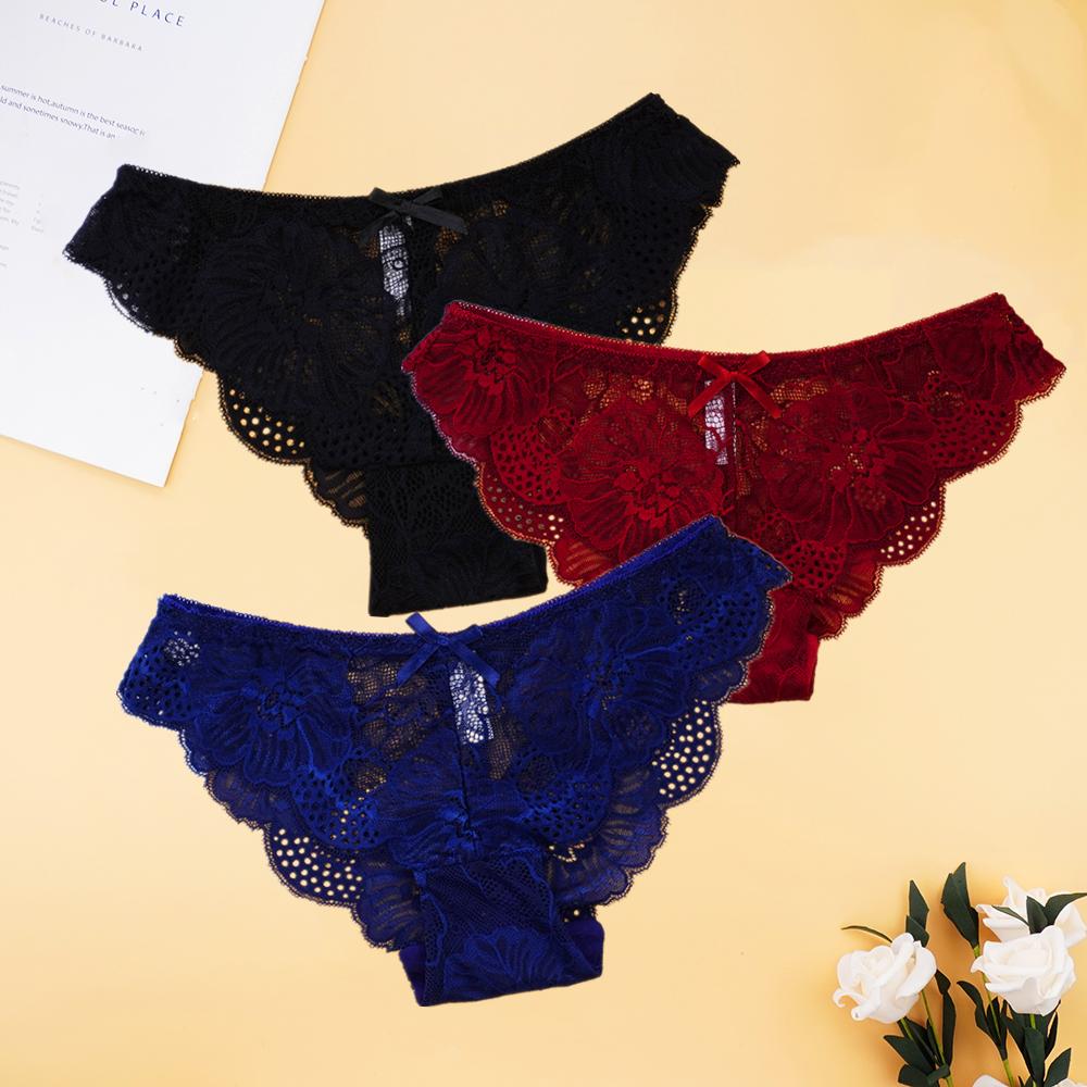 Женское нижнее белье, комплект кружевных трусиков с цветочным принтом, прозрачные полые трусы, женское нижнее белье, интимное белье