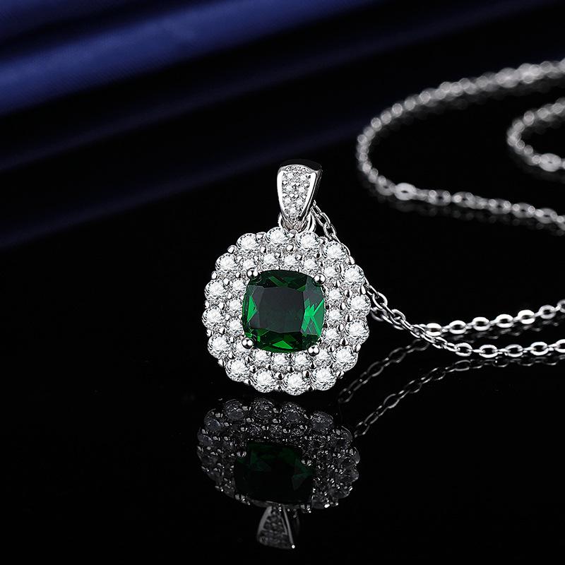 2025 European and American Three Piece Set of High-end Grandmother Emerald Necklace Pendant Ring Earrings Full Diamond Women's Jewelry