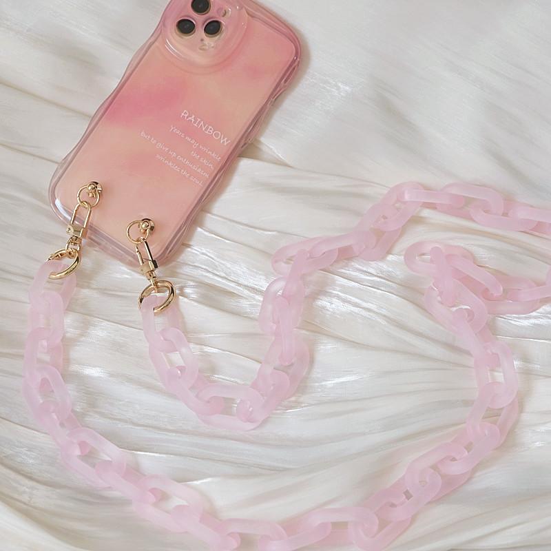 Новый аксессуар для цепочки для телефона Съемные детали Неоновые конфеты Матовый чехол через плечо из смолы Роскошный ремешок для телефона Цепи Акриловый ремешок на плечо Подвесная цепочка