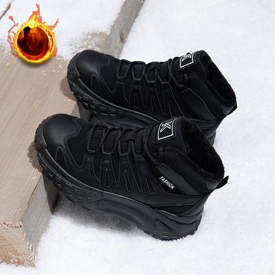 Женские зимние теплые ботинки на толстой платформе, ботильоны с подкладкой из искусственного меха, нескользящие короткие ботинки на шнуровке, высокие кроссовки, женская прогулочная обувь