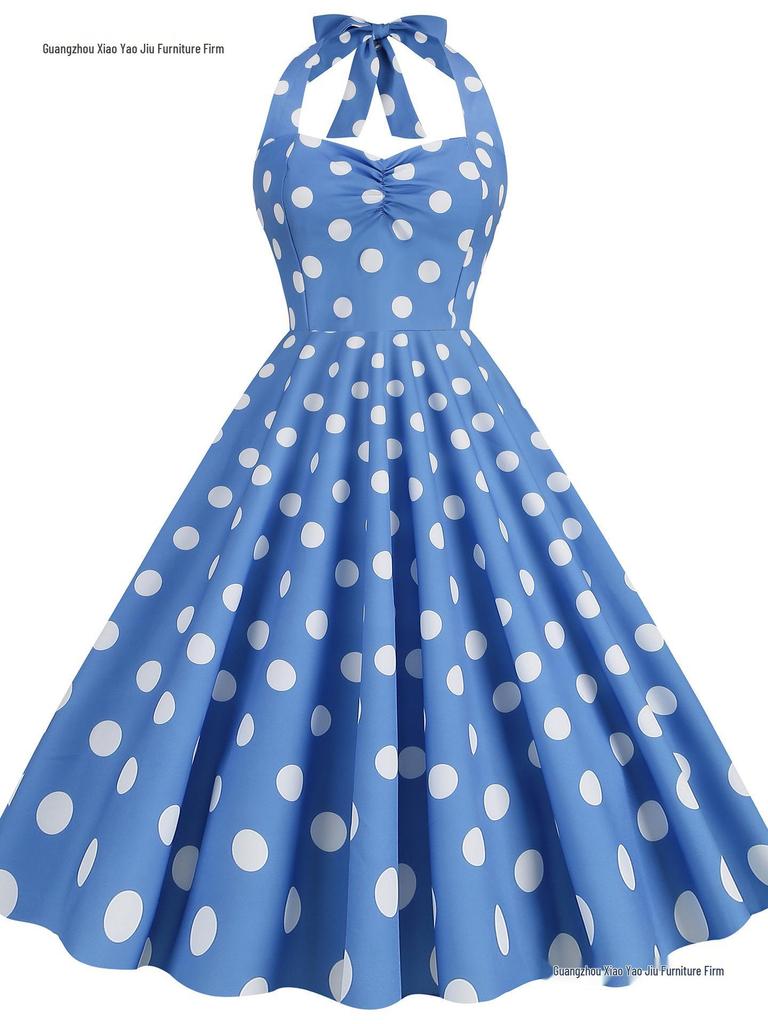 Retro 50s Hepburn-Style Waist-Cinching Slim Dress