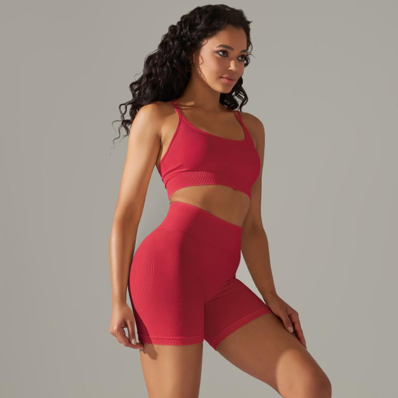 Nessaj Summer Yoga Set Women Fitness Suits Seamless Push Up Bra High Waist Shorts Gym Sportswear