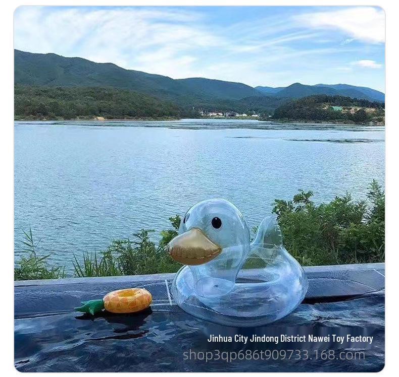 Transparent Duck Sitting Inflatable Swimming Ring for Infants and Kids (2-6 Years)