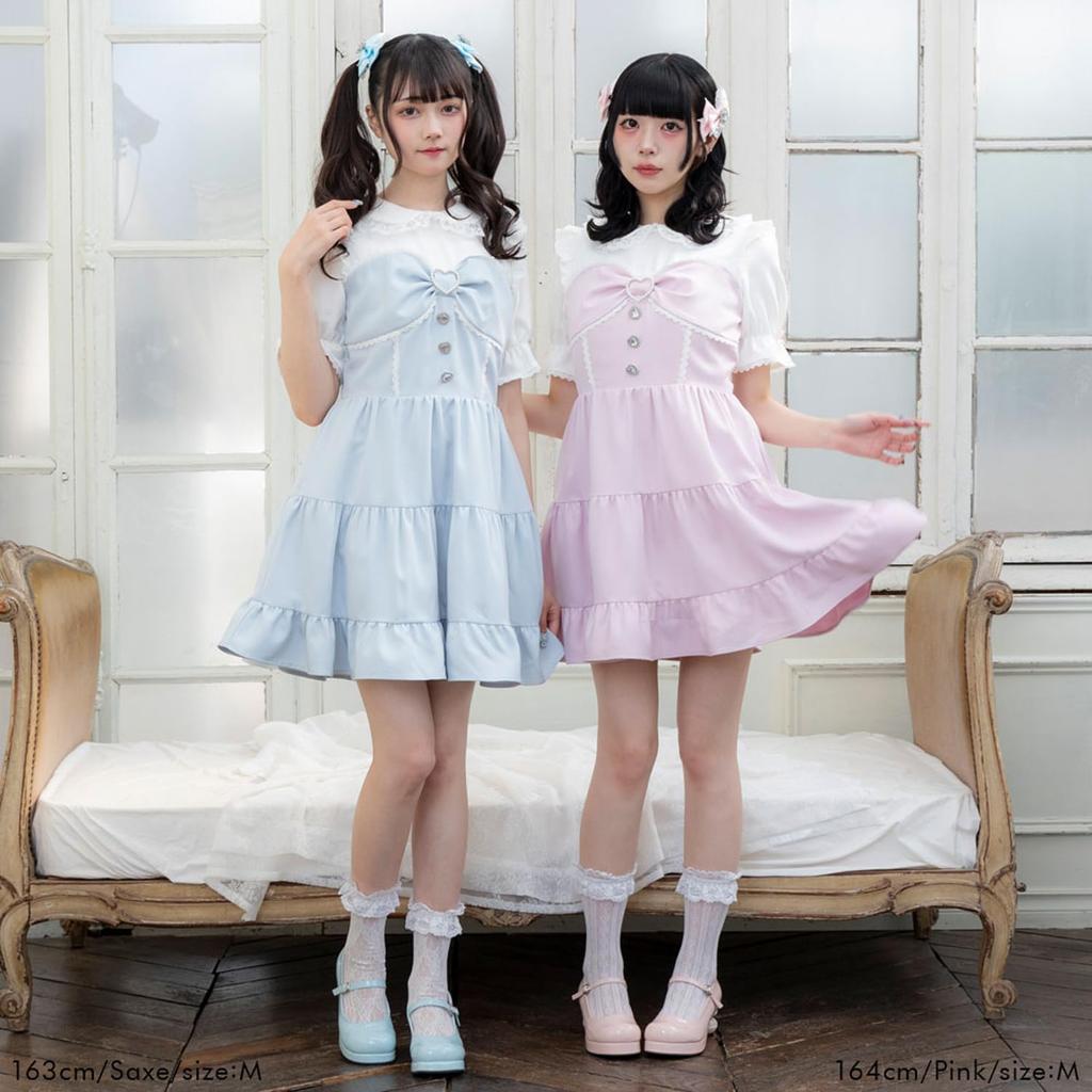 Yumetenbou Mass-Produced Clothing [Dear My Love] Casual Dress, Round Collar, Bustiered Dress, Women's, Gingham Red, Yumetenbou