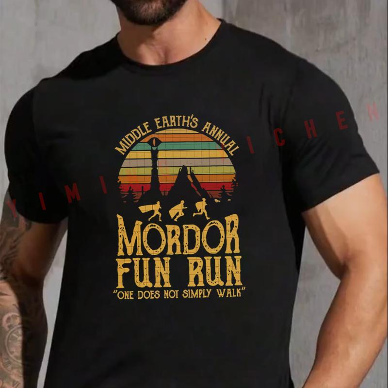 Mordor Fun Run Print.png Motorbike Men's Casual Summer Comfortable Short Sleeve Tops