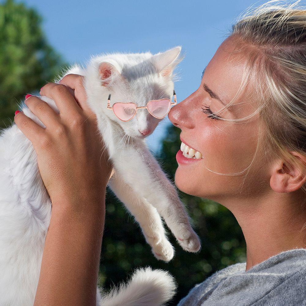 Опора для фотосессии, костюм для косплея, вечеринки, кошки, маленькие собаки, очки для собак, очки для кошек, металлические солнцезащитные очки в форме сердца