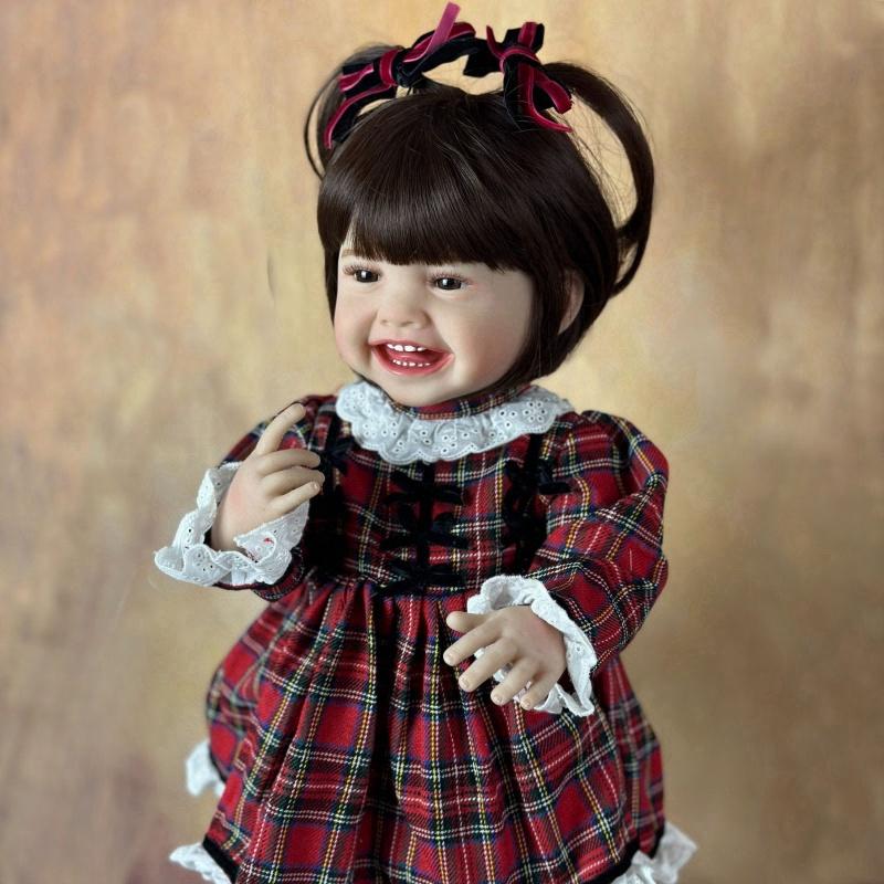55 см Кукла Мила Реборн Готовая Мягкая Полностью Силиконовая Моющаяся Кукла Для Новорожденных Милая Счастливая Улыбающаяся Имитация Девочки Детские Куклы для Детей Игровые Домашние Игрушки