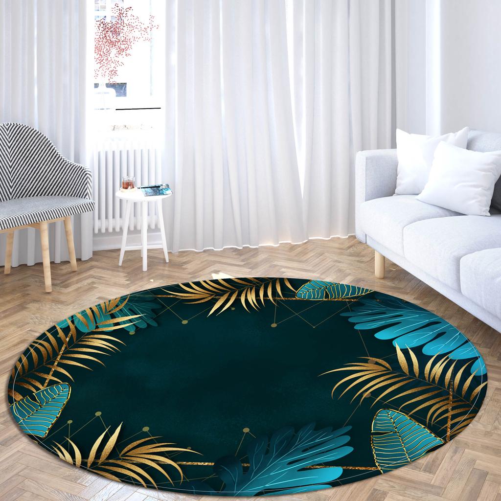 Cherry Blossom Leaf Area Carpet Large Floral Illustration Round Cushion Printing Plant Home Living Room Decorative Carpet