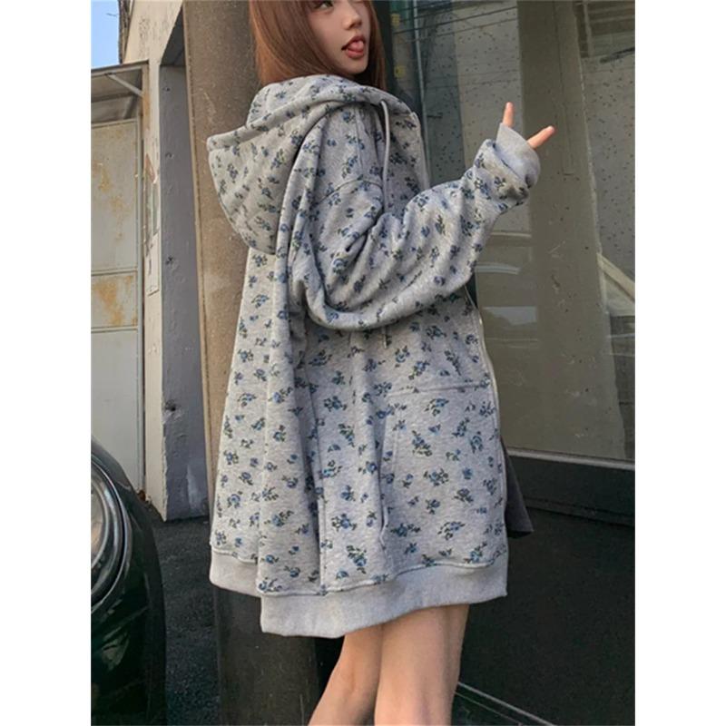 Серые печатные пальто женские с капюшоном зимние плюшевые повседневные универсальные офисные женские печатные элегантные повседневные свободные модные новые