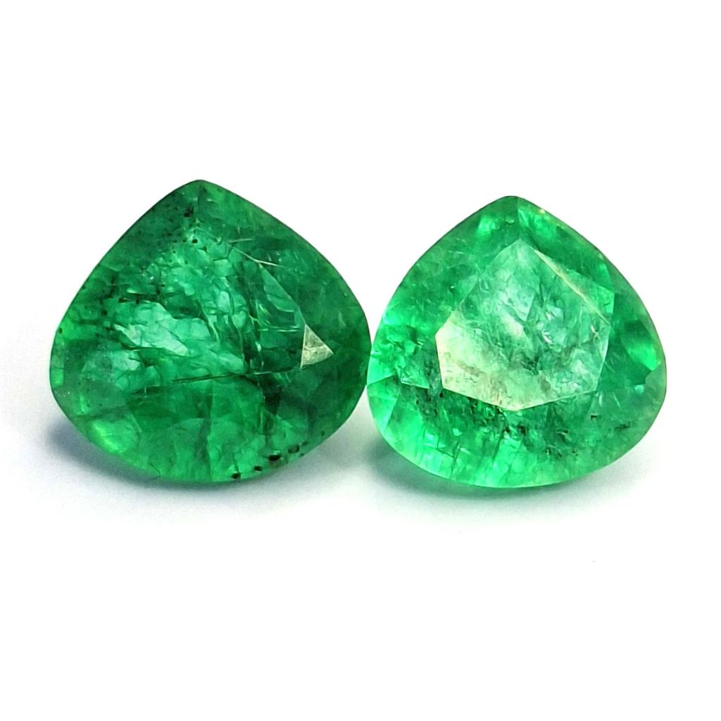 Pear Cut Natural Colombian Emerald Green 17-19 Ct Pair Beautiful Loose Gemstone