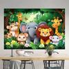 2D plane, 1 piece of jungle-themed wall mural, suitable for birthday celebration events and home decoration