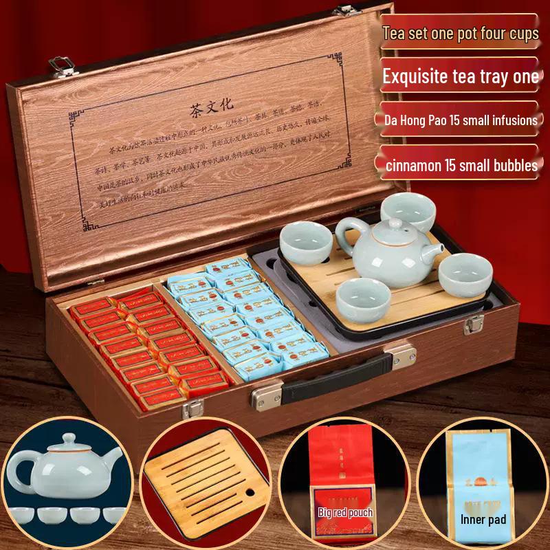 Подарочная коробка для премиального чая: Улун, Черный, Пуэр и Жасмин - Коллекция «Тысяча ли рек и гор»