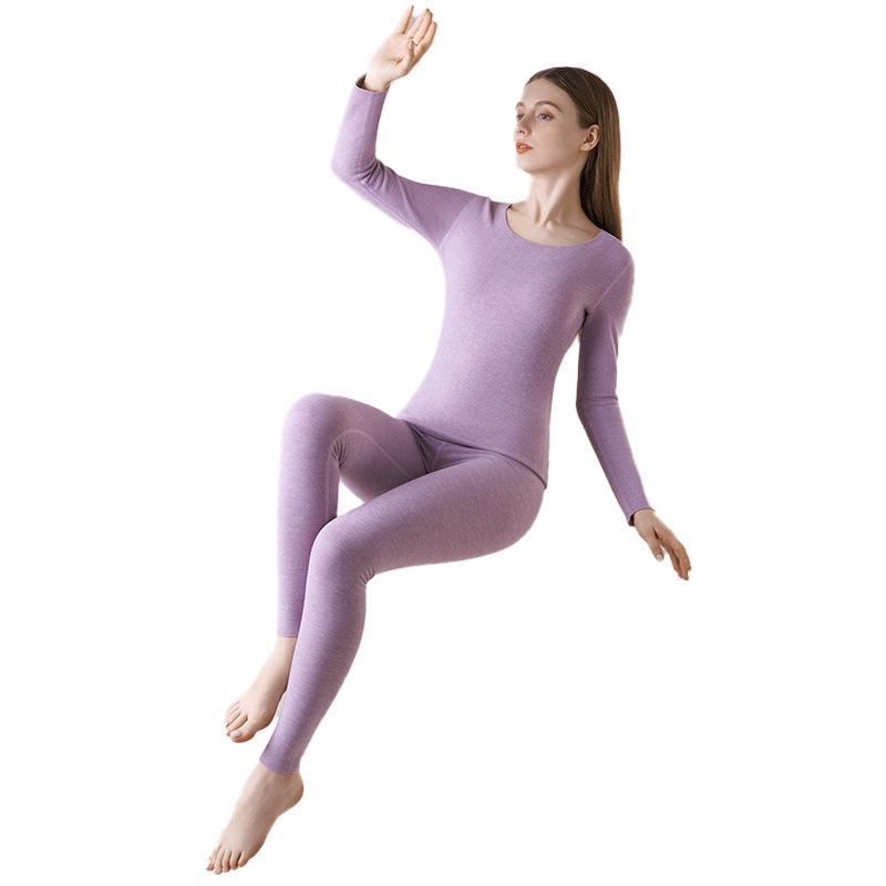 Женское термобелье из кашемира: Плюс бархатный, плотный бесшовный топ с круглым вырезом на осень/зиму.