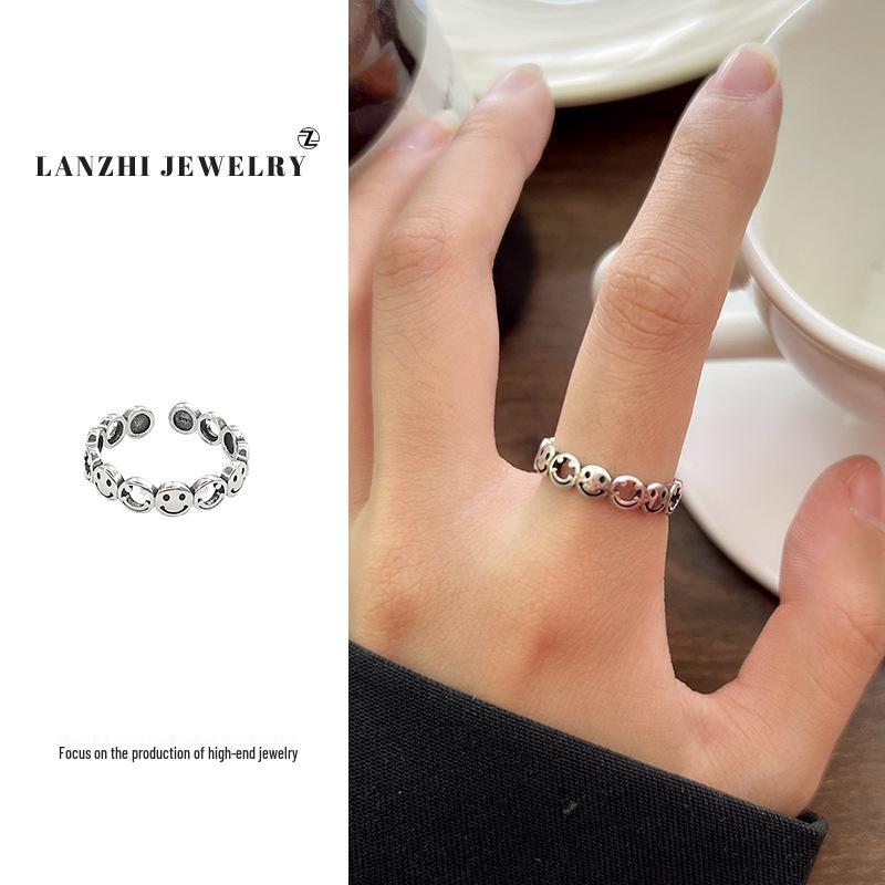 Тайское серебро Женское наборное кольцо - Серебро 925 пробы, Нишевый дизайн, Простые и универсальные украшения