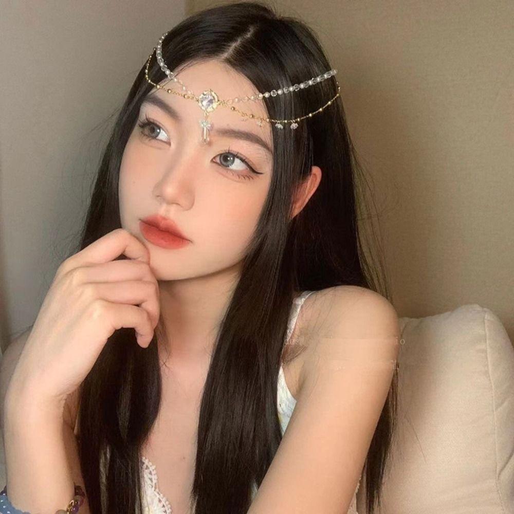 Праздничные Жемчужные Фото Реквизит Новогодний Боковой Зажим Аксессуары Для Волос Хрустальная Цепочка На Голову Подвеска На Брови