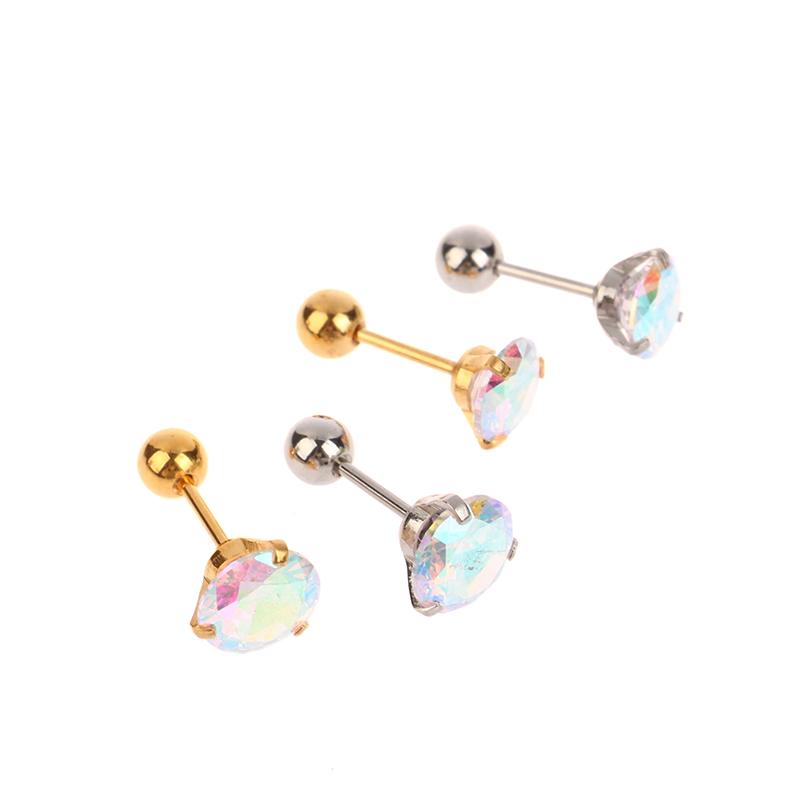 1 шт. маленькие серьги-гвоздики, серьги-гвоздики для хряща, цветные блестящие циркониевые титановые стальные антиаллергические модные украшения для женщин
