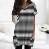 Tops Womens Short Vneck Sleeve Blouses Casual Midlength Shirts Fashion Print Tunic Tops With Pockets