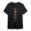 Women's Fashion T-Shirt Heart Pattern Print Tee Short Black Soft Cotton Oversize