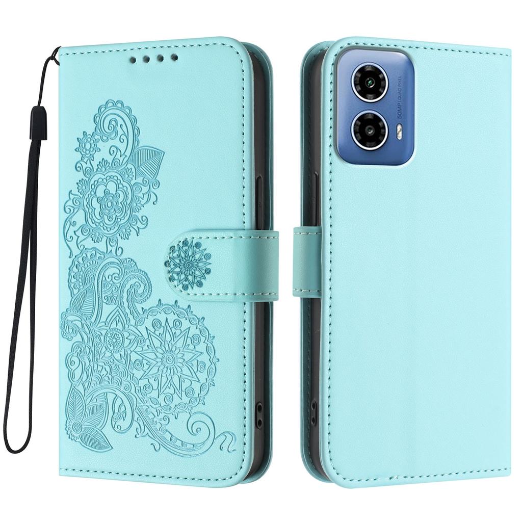 For Motorola Moto G45 5G/Motorola Moto G34 5G Phone Cases Mandala Flower Leather Wallet Mobile Cover with Strap