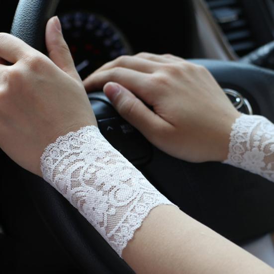 Женские короткие кружевные перчатки без пальцев с рукавами длиной до запястья, солнцезащитные перчатки с цветочным кружевом, для свадебного выпускного вечера, для вождения, езды на велосипеде