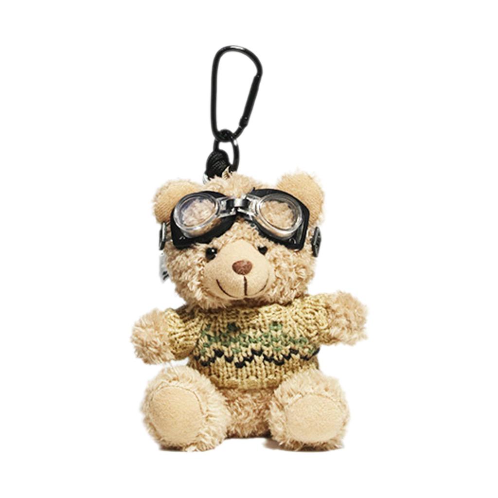 Lovely Pilot Bear Keychain Cute Pendant for Bag and Key Plush Keyring Phone Charm Personalized Animal Decoration