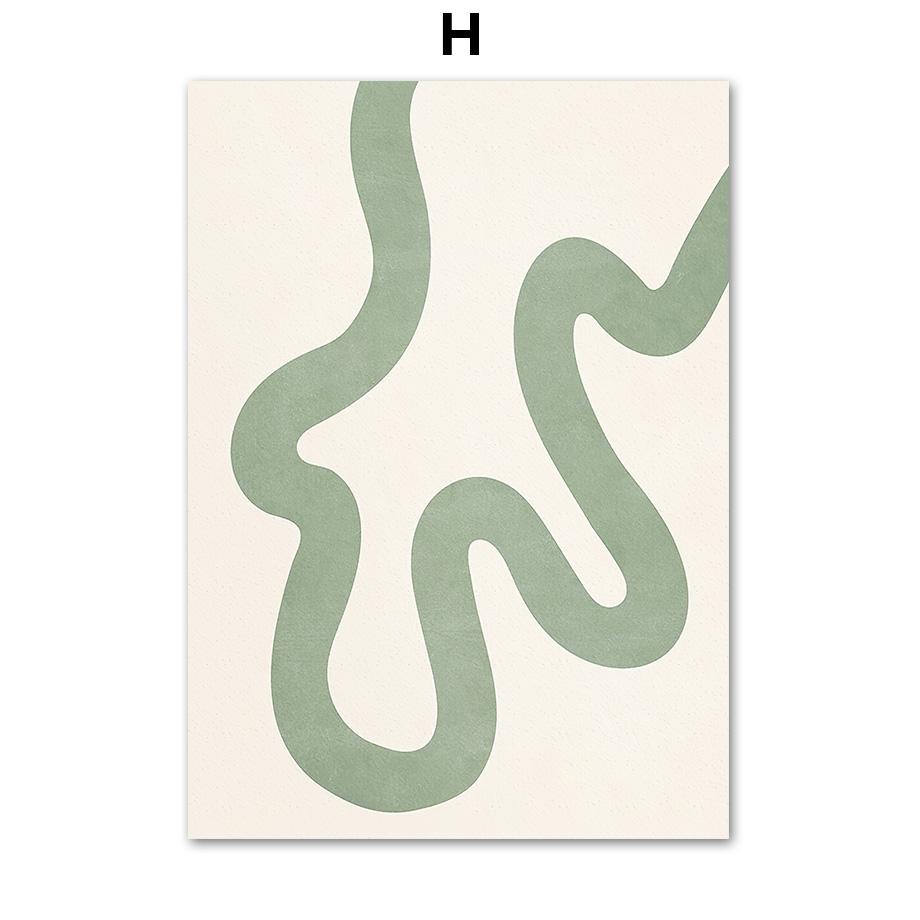 Абстрактное зеленое растение, плакат и линия печати, богемная луна, настенное искусство, мудрец, холст, картина, скандинавская настенная картина, украшение для гостиной