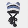 Winter New Cute Color Blocked Striped Letter Labeled Plush Ear Protection Hat Warm And Versatile Can Be Used As A Bag Lei Feng Hat
